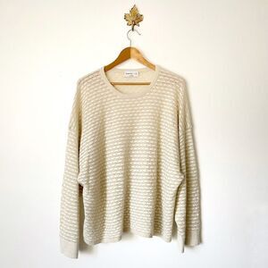 Babaton Cream Metallic Oversized Slouchy Sweater preowned size Medium